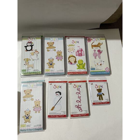 8 Sizzix Ellison Provo Craft SIZZLITS Dies Cut Oh Lala Dog Fairy Bear Christmas - Picture 1 of 8